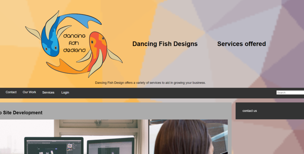 Screenshot of Dancing Fish Design page